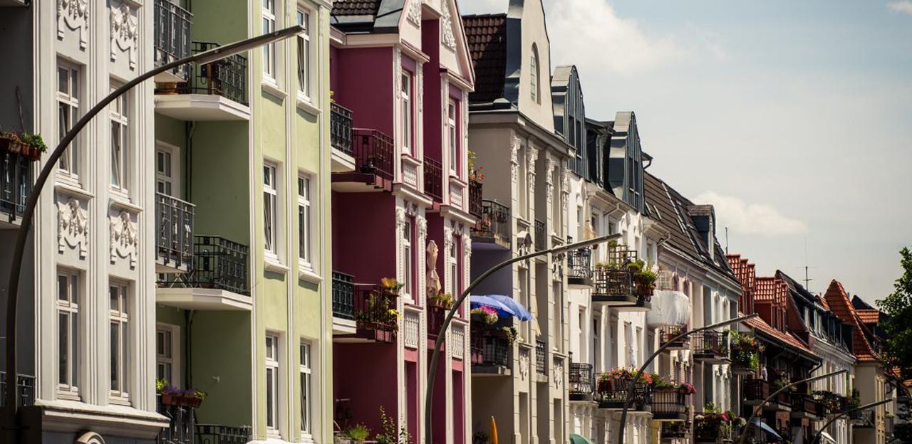 Impression von Gebäuden im Bezirk Hoheluft in Hamburg